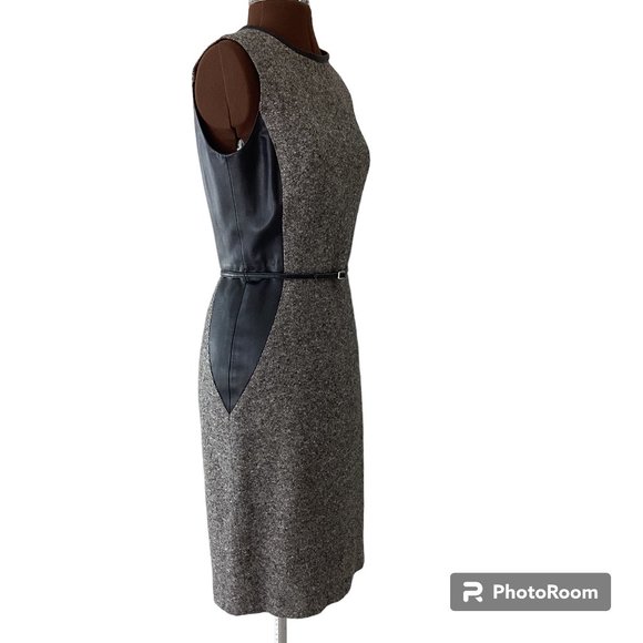 ABS Leather and Tweed Sheath Dress - Picture 3 of 7